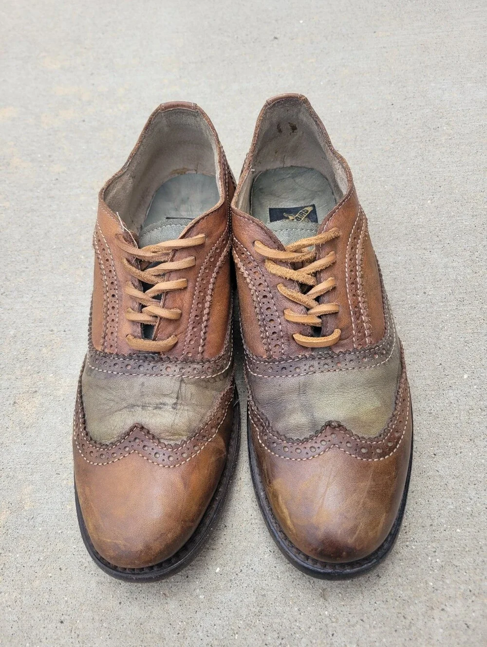 Freebird King Brown & Green Leather Oxford Wingtip Lace Up Shoes Mens 9
